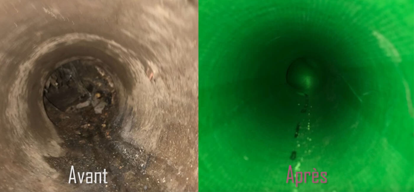 Intérieur de tuyau avec chemisage de canalisation